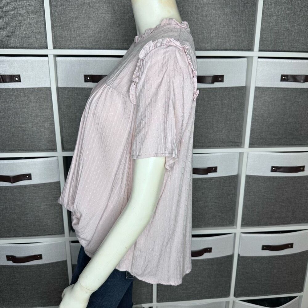 Bohme Ruffle Short Sleeve Top in Rose Size Small - Picture 9 of 16